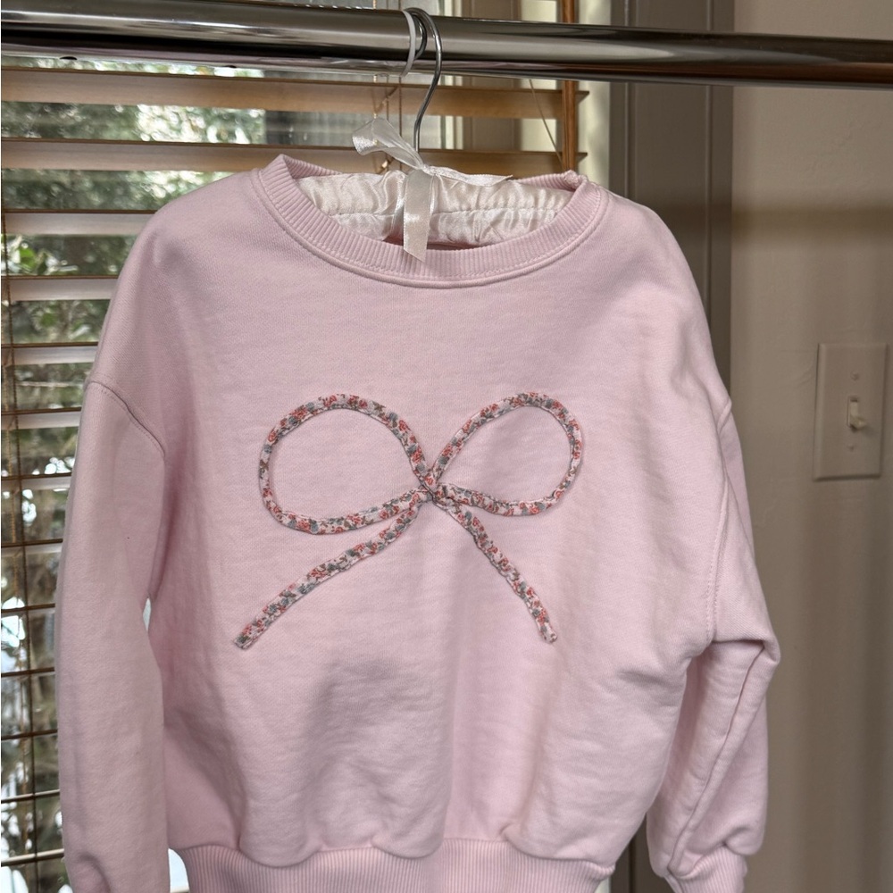 Zara Light Pink Sweatshirt with Ribbon Detail